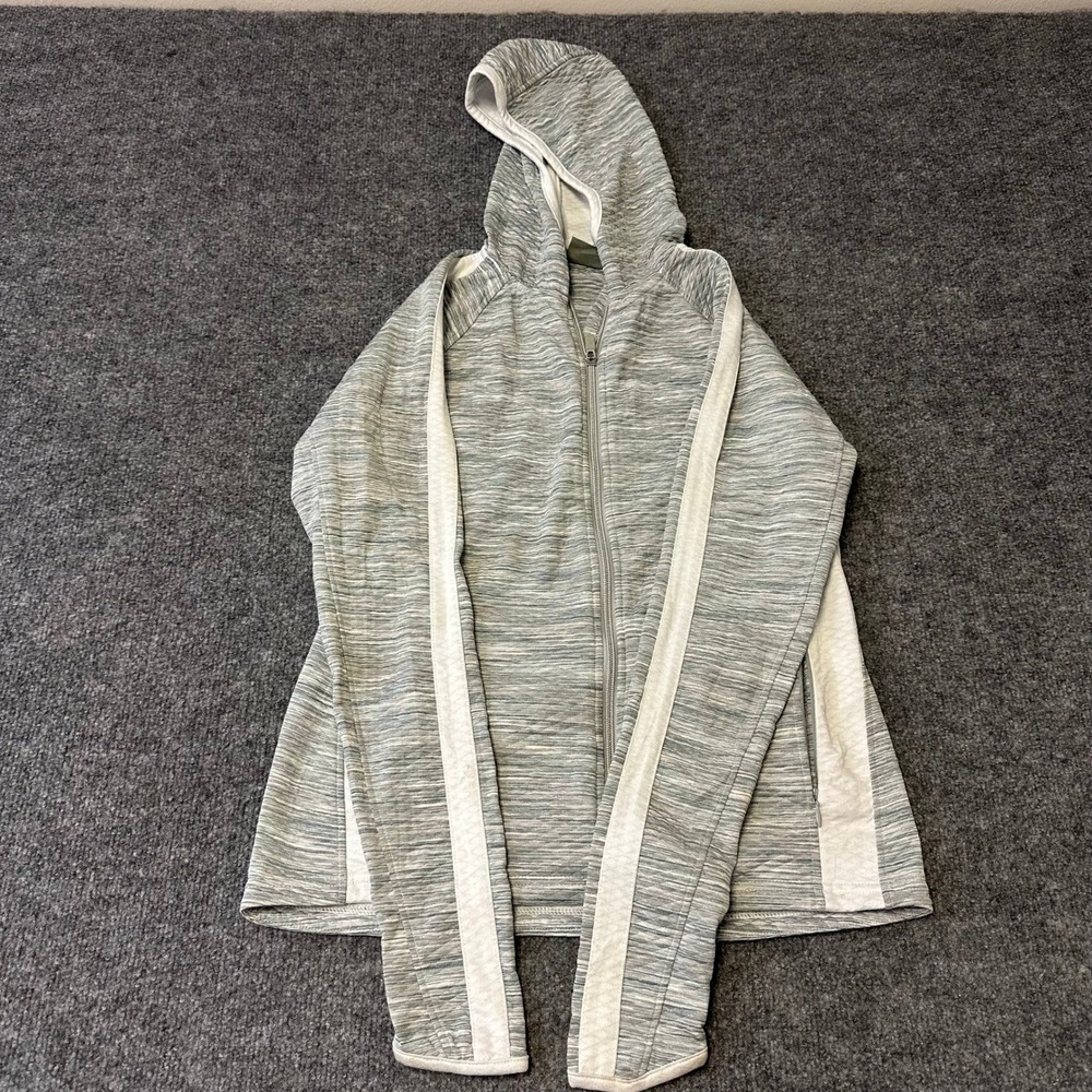 Athleta Hoodie Womens Size M Gray Space Dye Quilted Full Zip Thumbhole Athletic